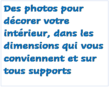 Zone de Texte: Des photos pour d�corer votre int�rieur, dans les dimensions qui vous conviennent et sur tous supports
